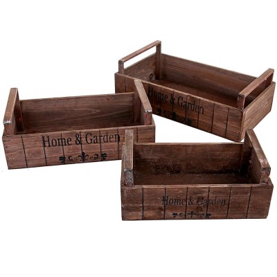 Nesting Wood Planter Display Boxes/Decorative Storage Crates (Set of 3)