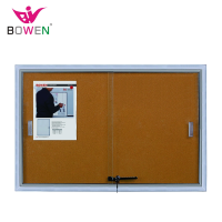 Sliding Glass Door Public Notice Board School furniture supplier thick wall-mounted cork board with photo frame