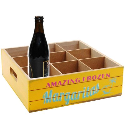 Wooden wine tray of beer carrier box 6 bottles