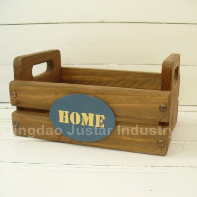 Rustic mini wooden fruit crate with handle