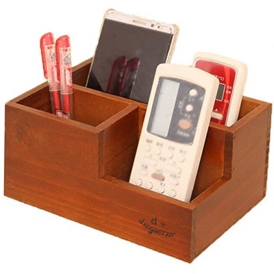 Remote Control Caddy Holder Wood Box Container for Desk