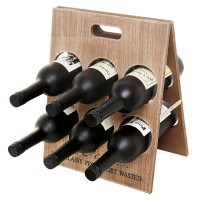 6 Bottle Foldable A-Frame Wood Wine Humorous Witty Wine Rack Storage Organizer